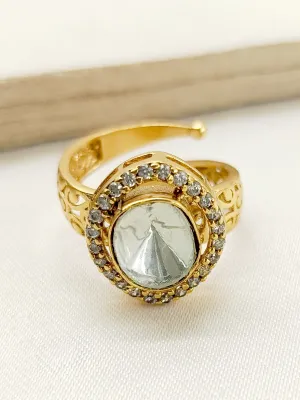 Prarika White Kundan Finger Ring