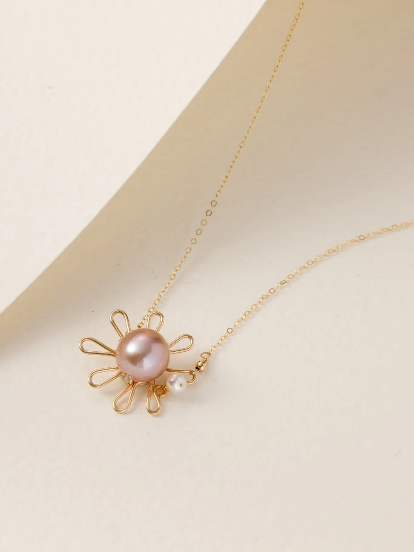 Purple Fairy Series Small Sun Pearl Pendant Necklace