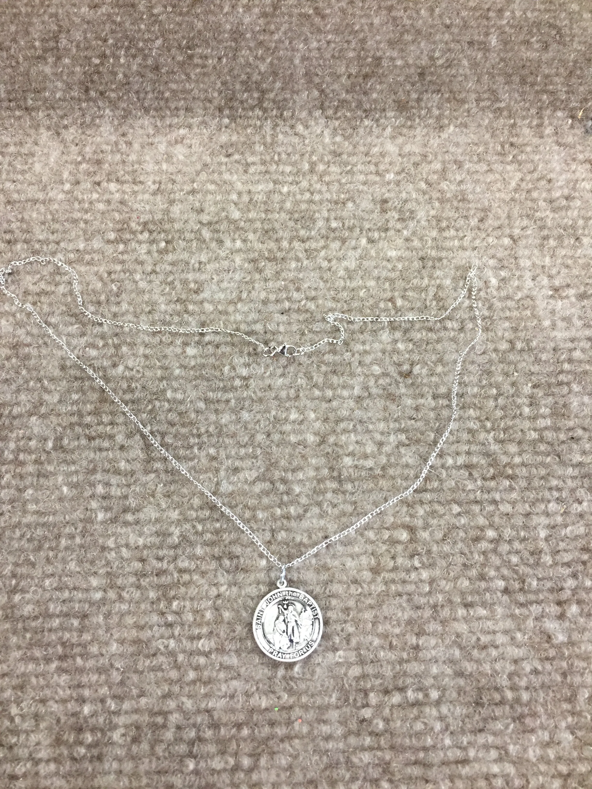 Saint John The Baptist Medal With 18 Inch Silver Chain Religious