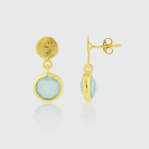 Salina Gold Vermeil Disc & Aqua Onyx Earrings