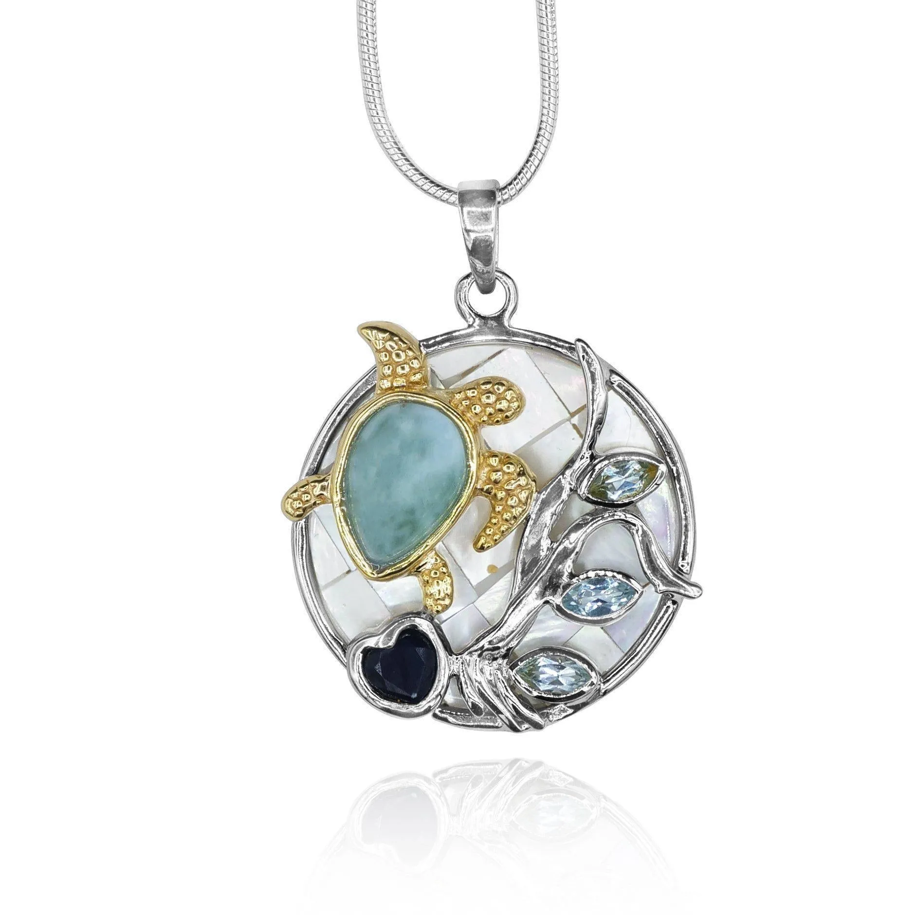 Sea Turtle Necklace with Larimar - Miami