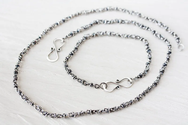 SET: Sterling Silver Chain Necklace and Bracelet