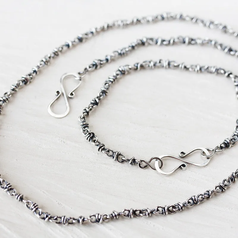 SET: Sterling Silver Chain Necklace and Bracelet