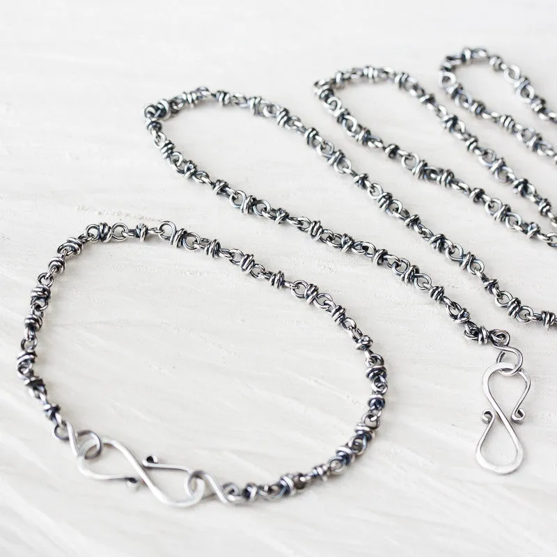 SET: Sterling Silver Chain Necklace and Bracelet