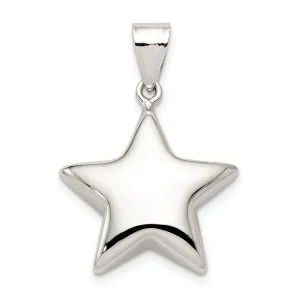 Silver Polished Hollow 3-D Star Charm Pendant