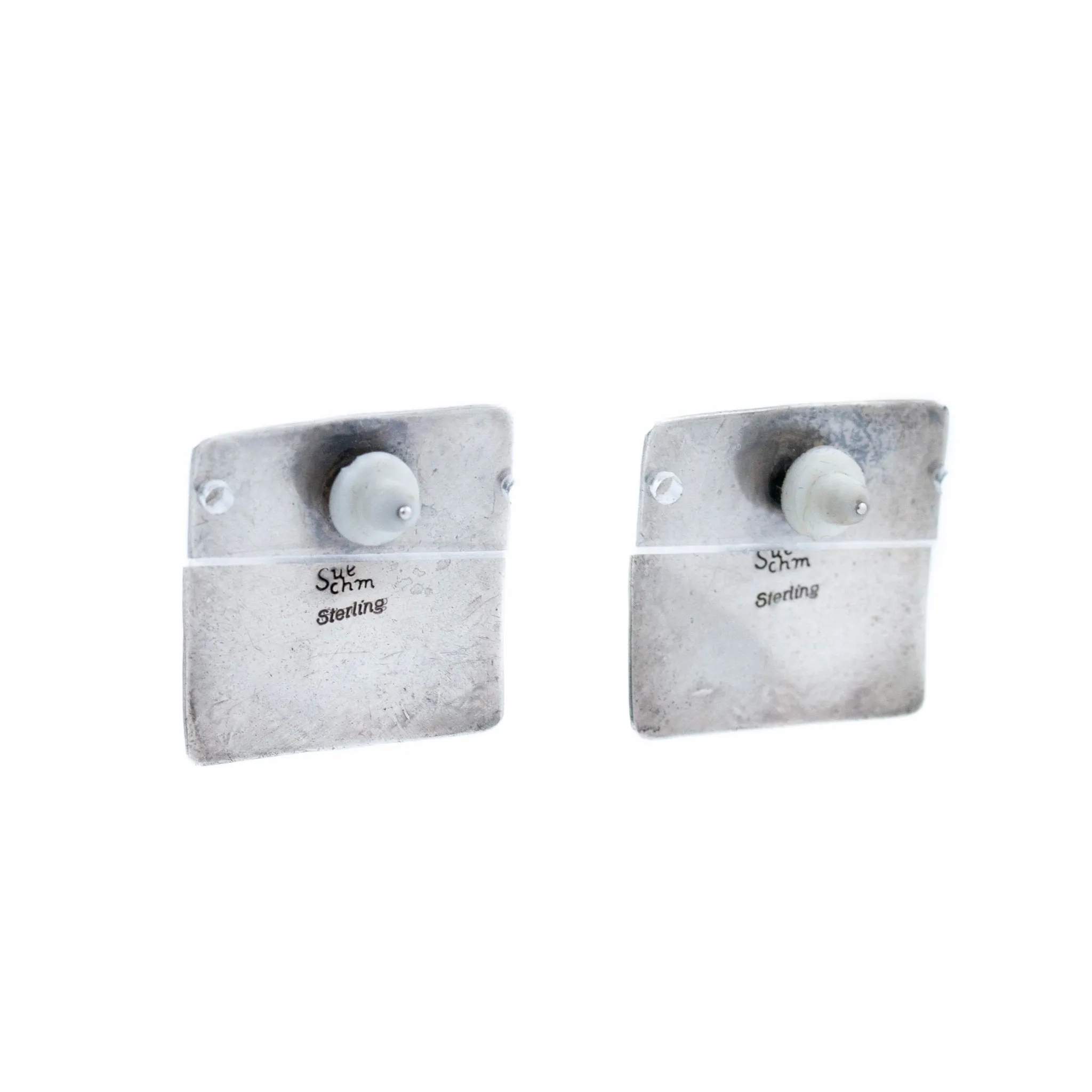 Square Silver Onyx Earring