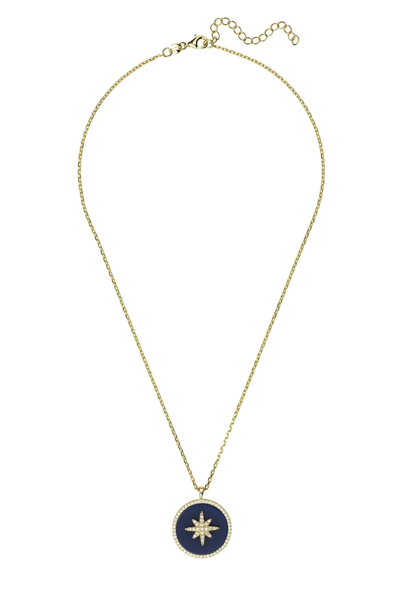 Starry Night Lapis Lazuli Pendant Necklace Gold