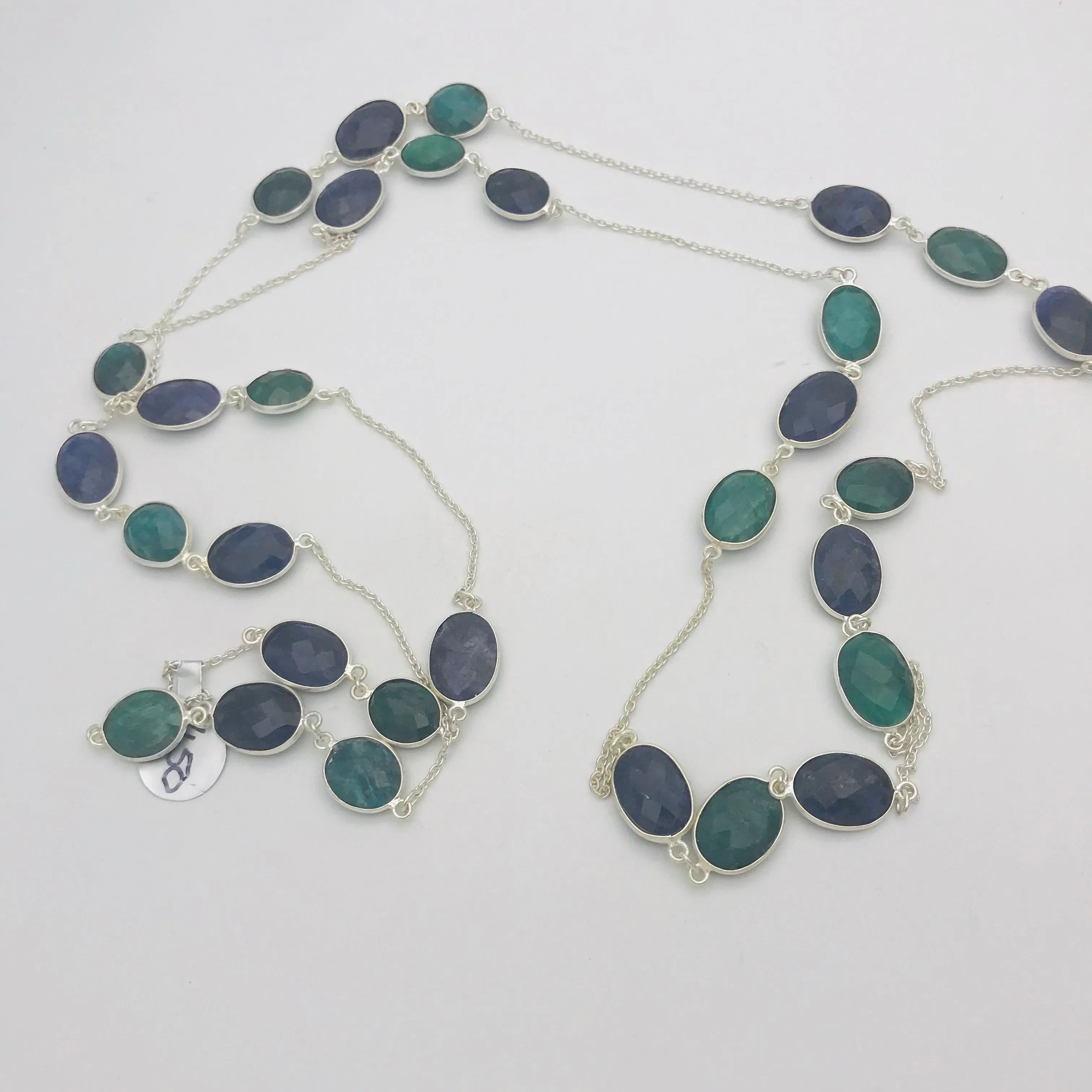 Sterling Silver Blue Green Multi-Station Necklace