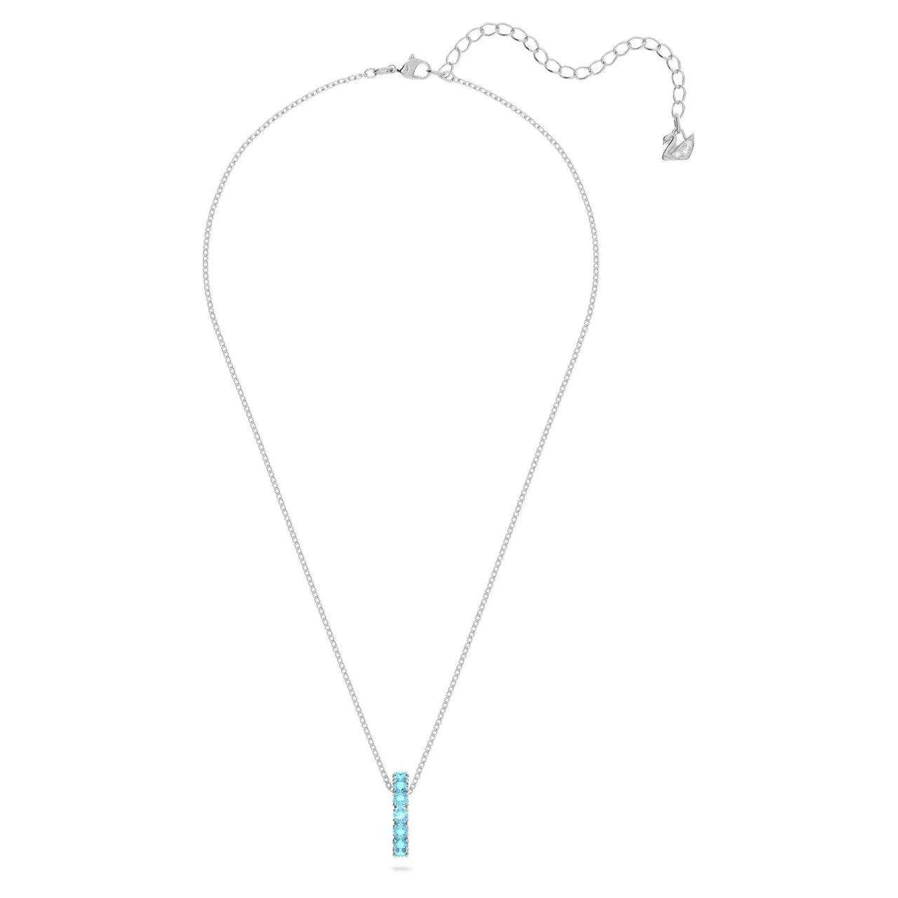 Swarovski Exalta pendant, Extra long, Blue, Rhodium plated 5643754