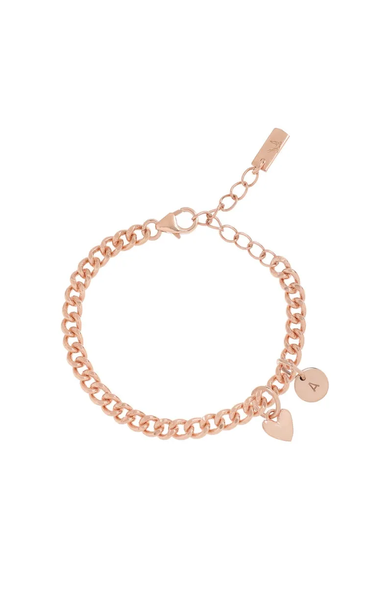 Sweetheart Cuban Link Bracelet -  Rose Gold