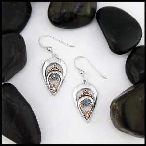 Trinity Knot Drop Earrings with Aquamarine