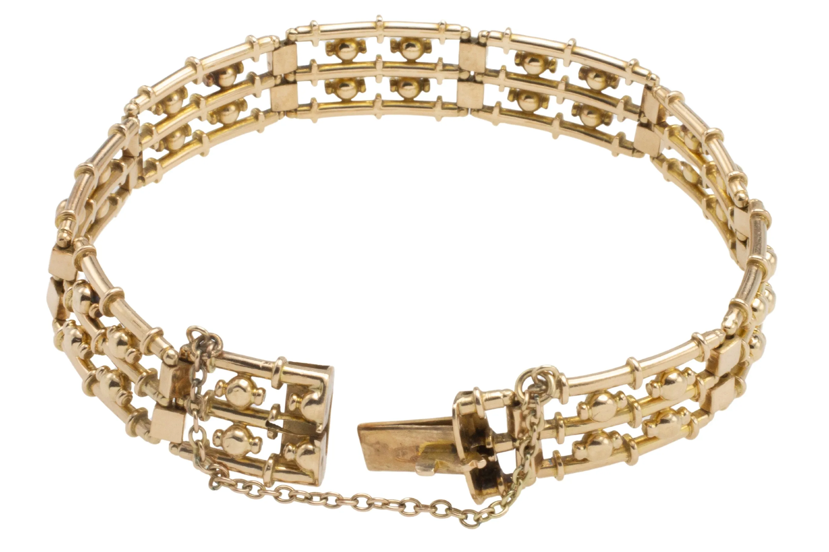 Vintage bar and bead bracelet in 15 carat gold