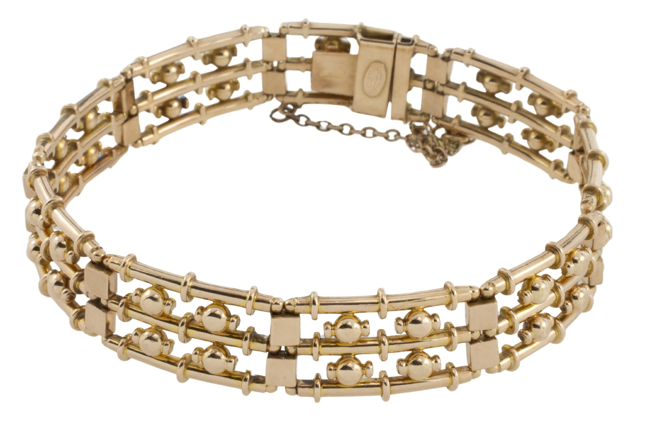 Vintage bar and bead bracelet in 15 carat gold