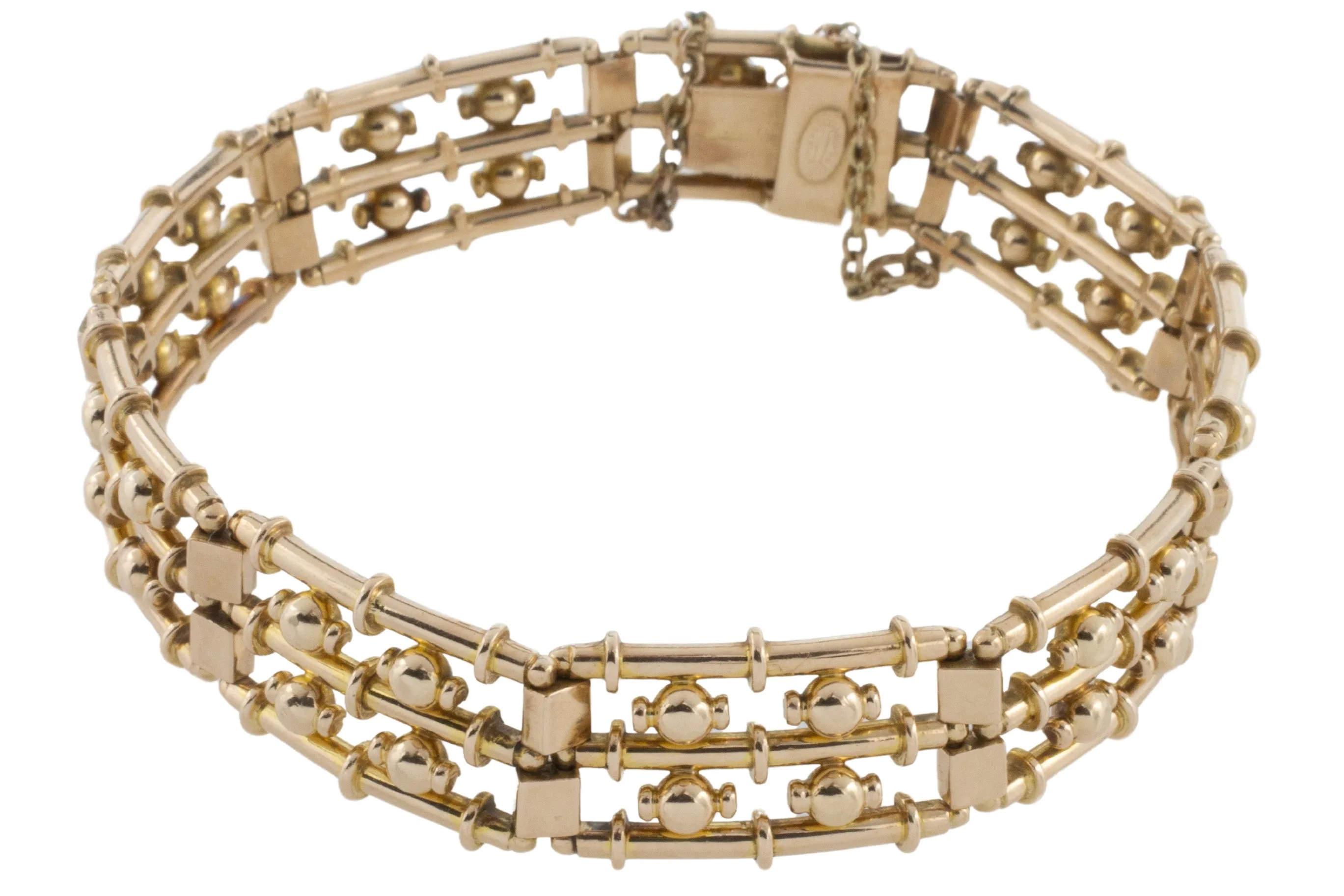 Vintage bar and bead bracelet in 15 carat gold