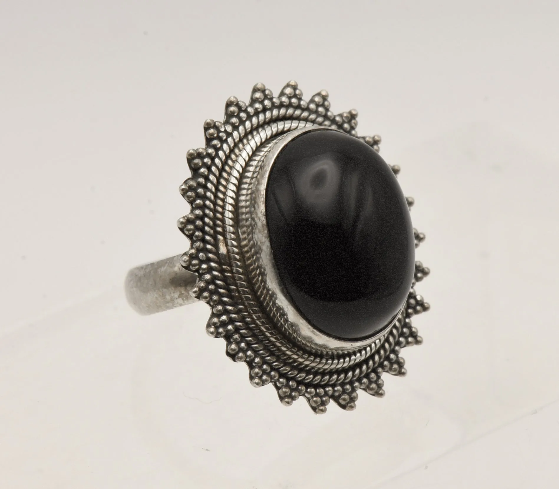 Vintage Handmade Sterling Silver Black Onyx Ring - Size 6