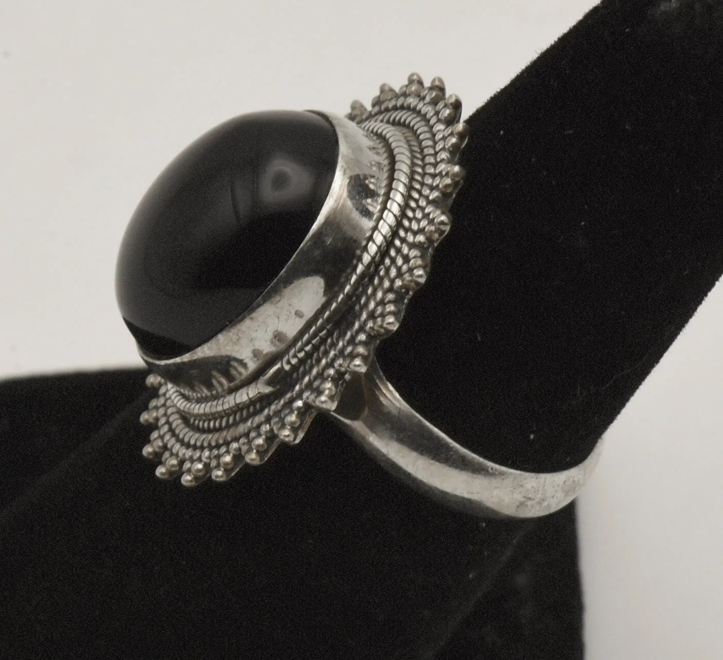 Vintage Handmade Sterling Silver Black Onyx Ring - Size 6