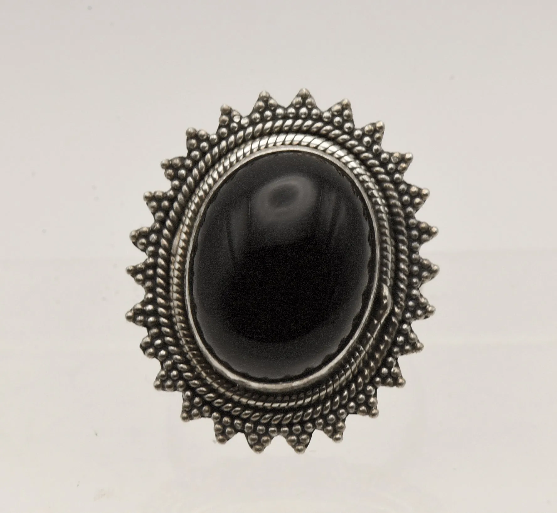 Vintage Handmade Sterling Silver Black Onyx Ring - Size 6