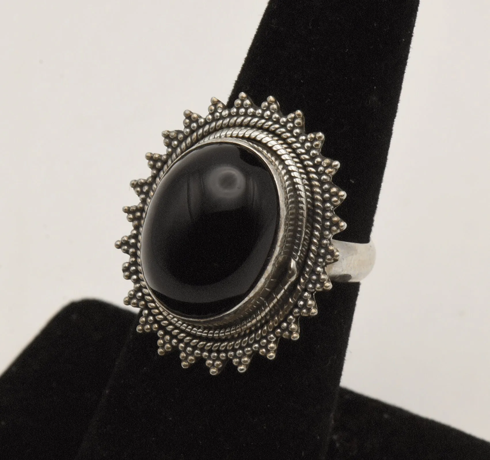 Vintage Handmade Sterling Silver Black Onyx Ring - Size 6