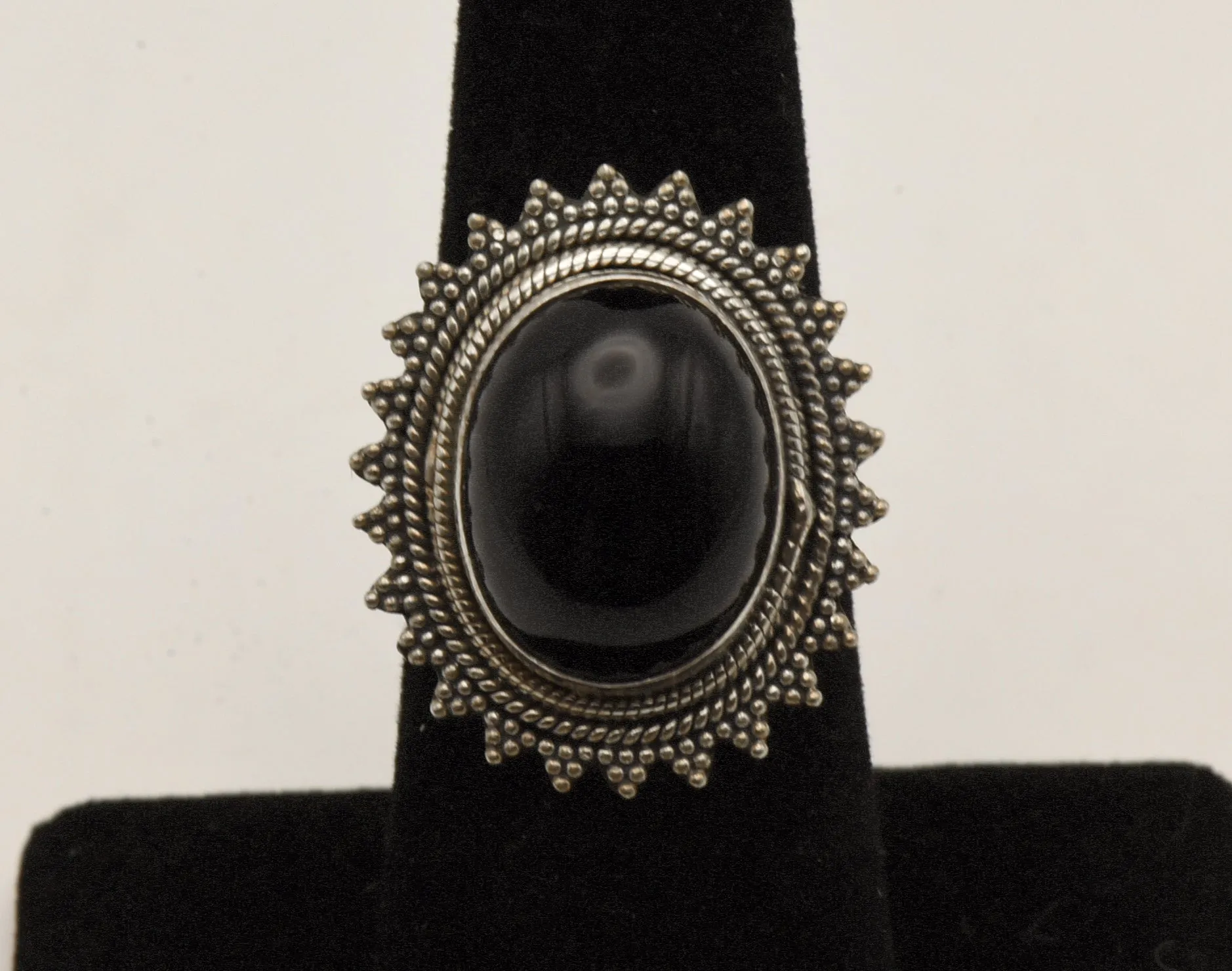 Vintage Handmade Sterling Silver Black Onyx Ring - Size 6