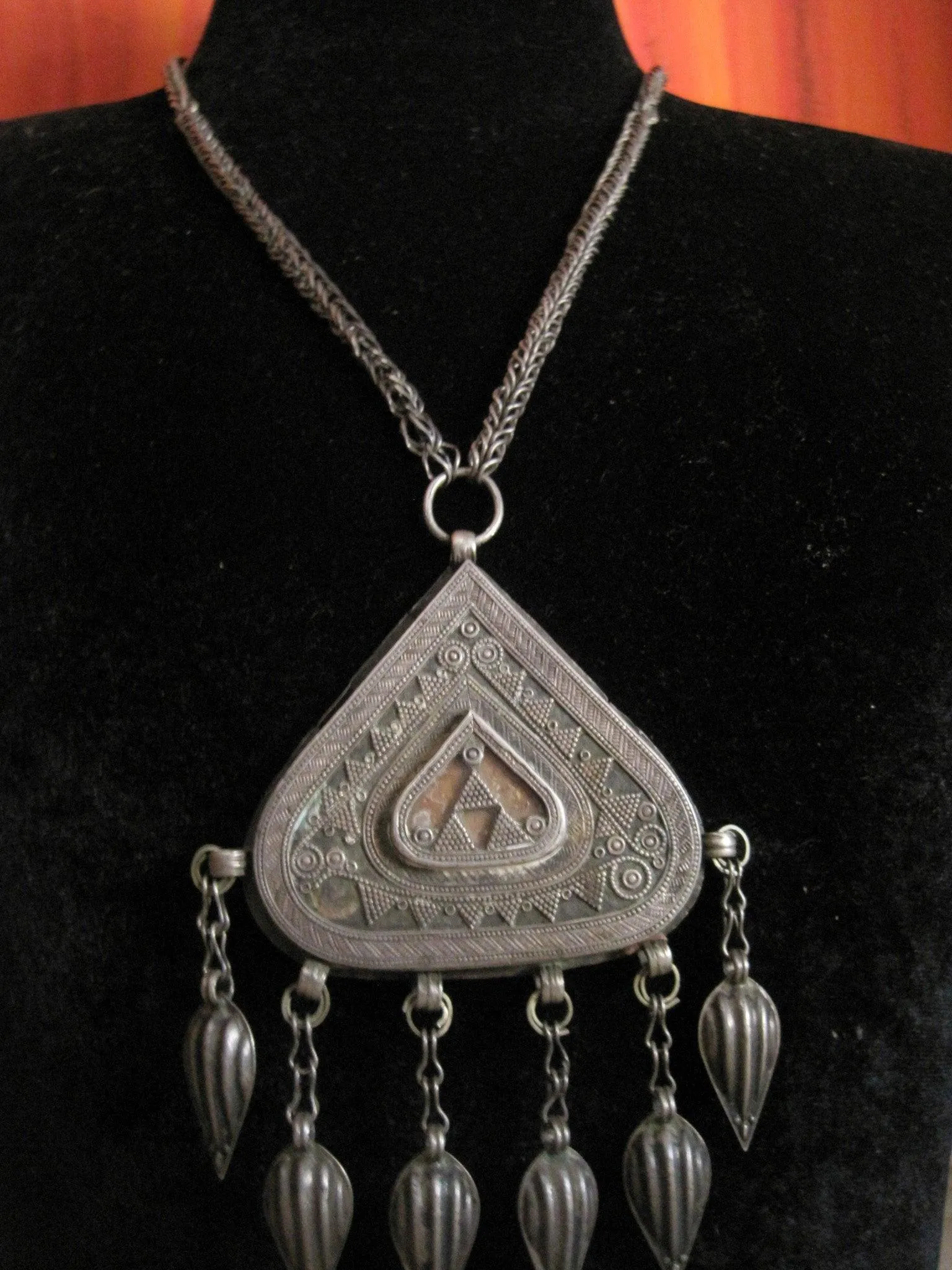 Vintage Silver Kazakh Pendant Necklace