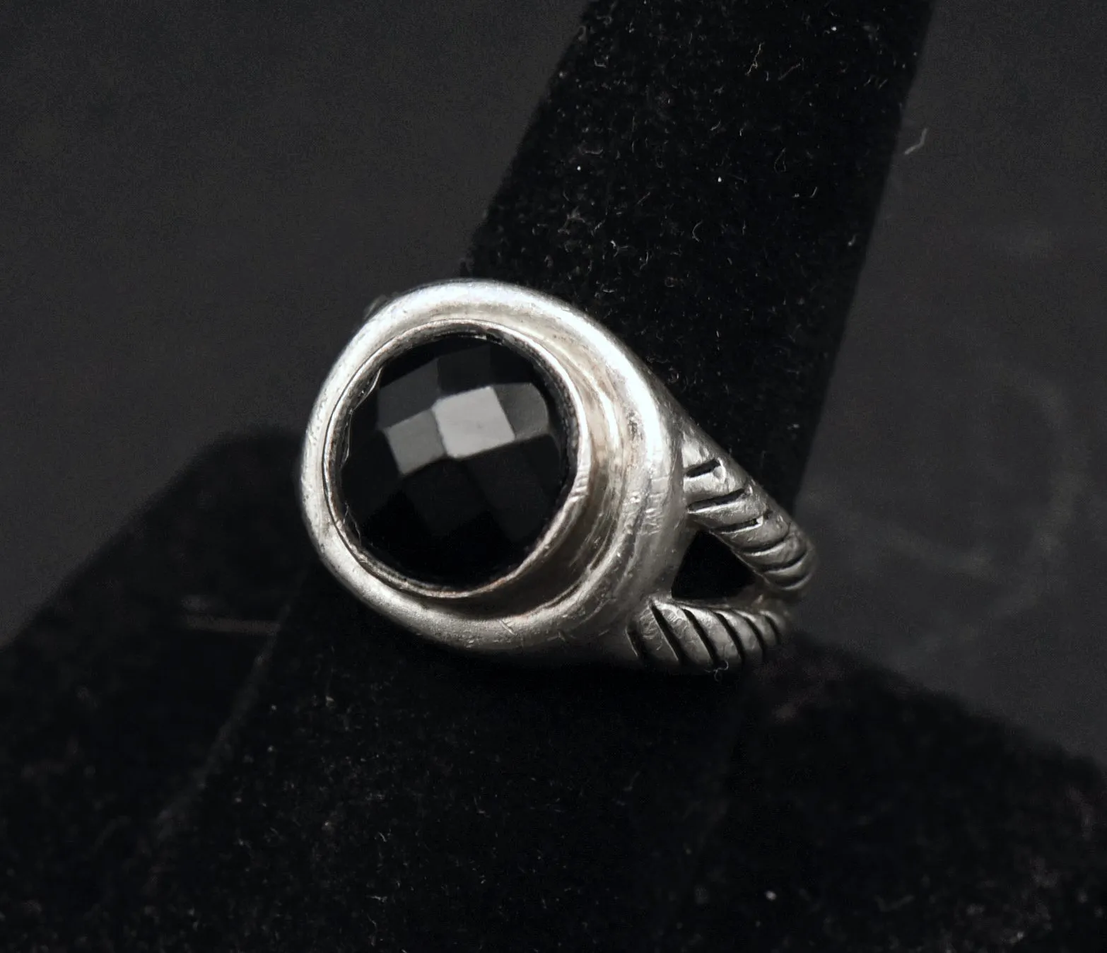 Vintage Sterling Silver Faux Black Onyx Ring - Size 8.5