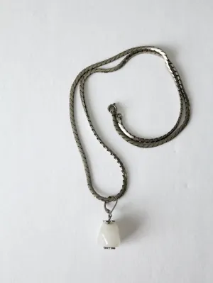 vintage white stone pendant necklace