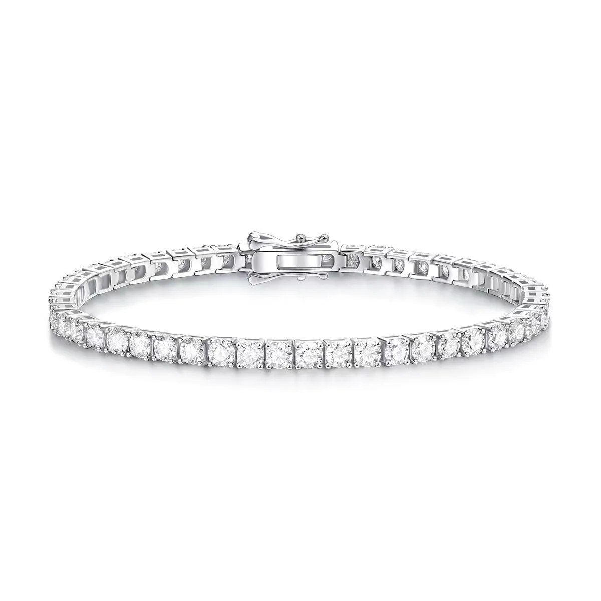 VVS1 Moissanite 925 Sterling Silver Tennis Bracelet in White Gold