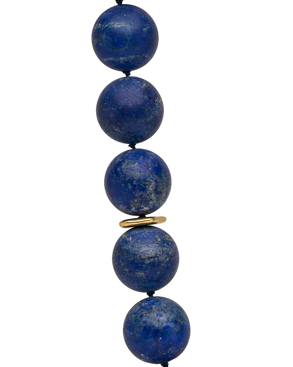 Yellow Gold Matte Lapis Lazuli Large Bead Necklace