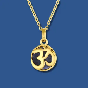 Yoga OM Gold Charm Necklace in Sodalite