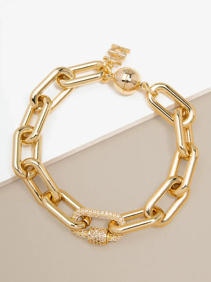 Zenzii B1451 Cable Chain Bracelet with Crystal Charm